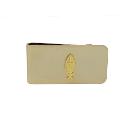 Religious Fish & Cross Money Clip - Gold