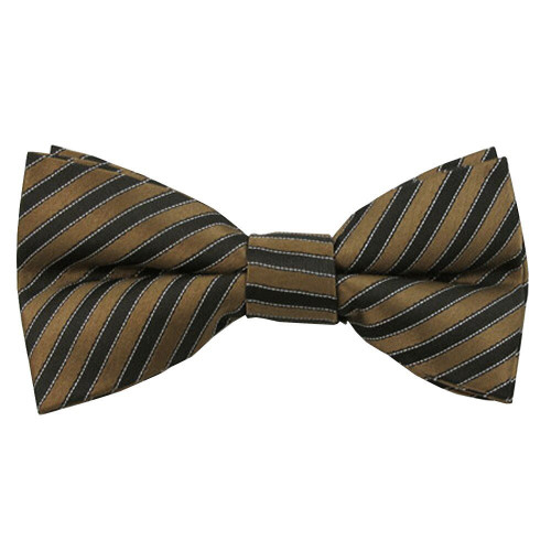 Brown & Black Even Stripe Band Bow Tie