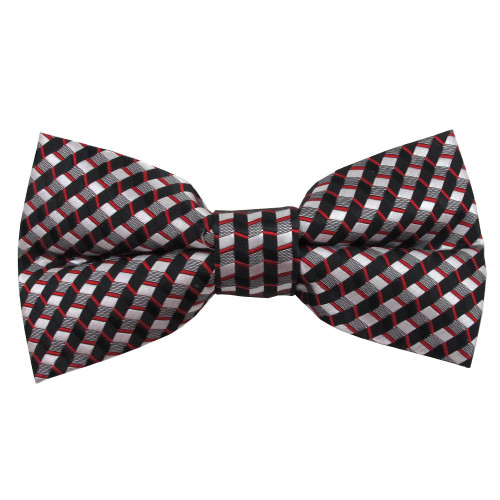 Men's Roger Ready Pattern Pre-Tied Adjustable Banded Bow Tie - Red Black White
