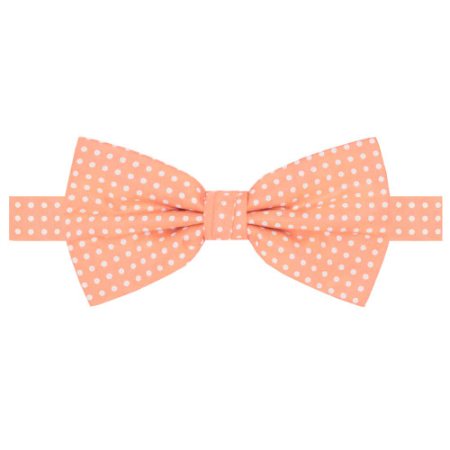 Men's Polka Dot Print Pre-Tied Banded Adjustable Bow Tie - Peach