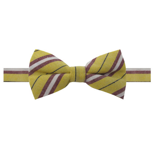 Men's Orson Variegated Diagonal Stripe Pre-Tied Adjustable Banded Bow Tie - Yellow and Burgundy