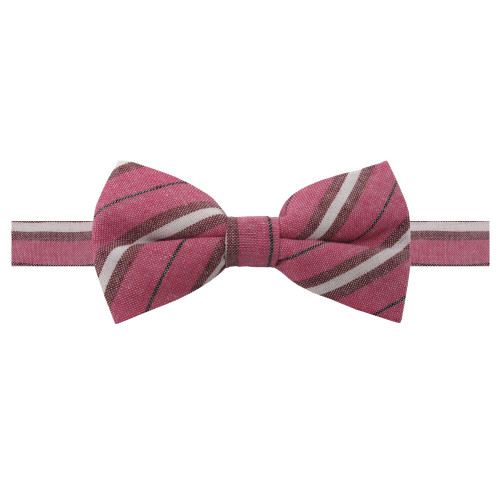 Men's Orson Variegated Diagonal Stripe Pre-Tied Adjustable Banded Bow Tie - Rose and Burgundy