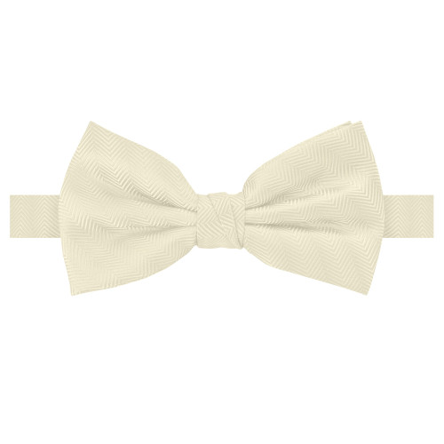 Men's Silk Blend Solid Color Pre-Tied Adjustable Banded Chevron Bow Tie - Mod White