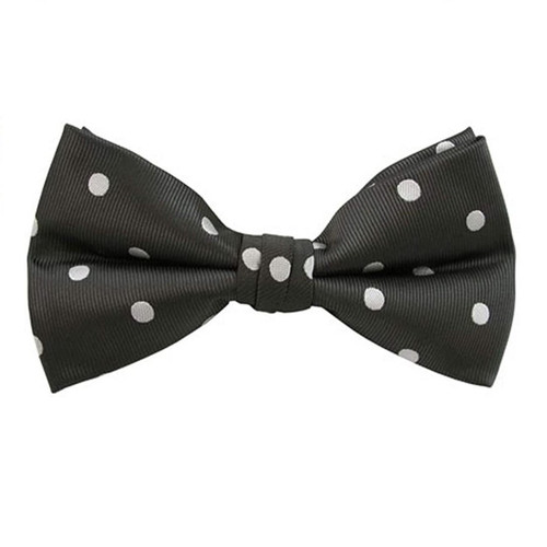 Men's Polka Dot Pre-Tied Banded Bow Tie - Charcoal Gray White