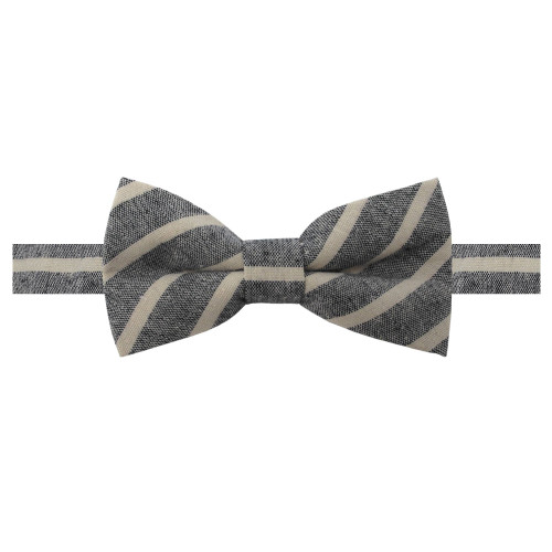 Men's Emery Variegated Diagonal Stripe Pre-Tied Adjustable Banded Bow Tie - Black