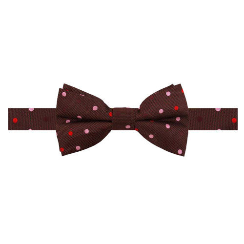 Young Boys' Dots Pre-Tied Adjustable Banded Bow Tie - Wine Pink Red