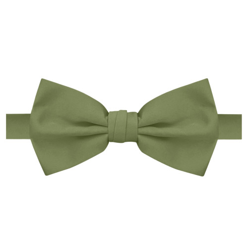 Men's Solid Color Pre-Tied Banded Adjustable Bow Tie - Green Olive