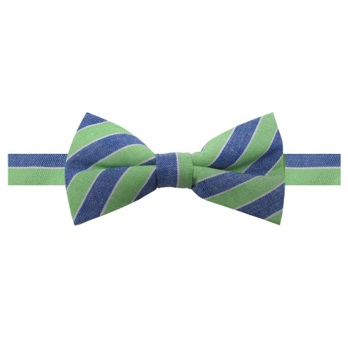 Men's Carson Variegated Diagonal Stripe Pre-Tied Adjustable Banded Bow Tie - Green and Denim