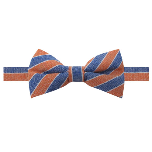 Men's Carson Variegated Diagonal Stripe Pre-Tied Adjustable Banded Bow Tie - Orange and Denim