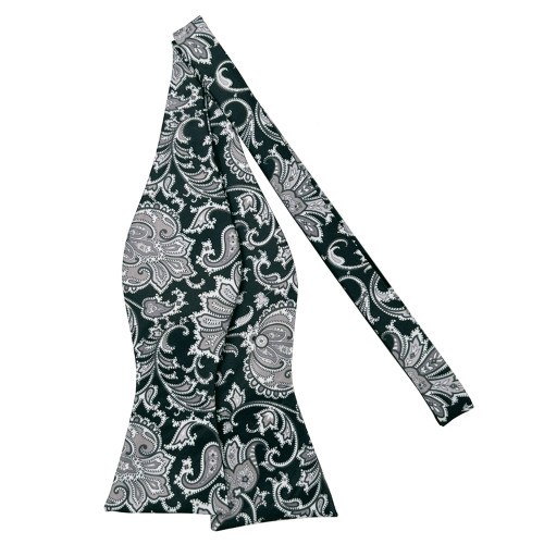 Men's English Paisley Pattern Traditional Freestyle Self-Tie Bow Tie - Gray Multi
