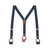 1.25 Inch Wide Button Suspenders - NAVY BLUE (Brown Leather)