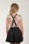 Model Wearing 3/4 Inch Wide Thin Suspenders - BLACK (Satin) - Rear View