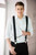 Model wearing suspenders