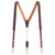 Plain Tooled 1 Inch Wide Western Leather Suspenders - BROWN Full View