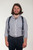 Model Wearing Navy Side Clip Suspenders, 1.5-Inch Wide - Construction Clip Front View