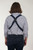 Model Wearing Navy Side Clip Suspenders, 1.5-Inch Wide - Construction Clip Rear View