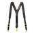 Border Stamped 1.5 Inch Wide Western Leather Suspenders - BLACK