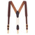 Basket Stamped Western Leather Suspenders in Brown - Full View