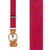 Polka Dot Convertible Suspenders in Red with Navy - Front View