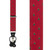 Suspenders in Christmas Tree on Red Pattern - Front View