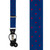 Twill Suspenders in Navy & Red Polka Dot Pattern - Front View