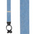1.5 Inch Wide Button Suspenders in Denim with Black Leather - Front View