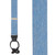 1.5 Inch Wide Button Suspenders in Denim with Black Leather - Front View