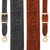 Hand Tooled 1.5-Inch Western Leather Acorn Suspenders - Trigger Snap - Black & Brown