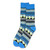 Men's Blue Gray Black Diamond Stripes Crew Socks