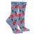 Coastal Blue Women's Crew Socks with Enchanting Rose Print
