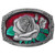 Red Blossom Belt Buckle - Black/Brown