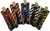 Men's College Stripe Y-Back Suspenders Braces Convertible Leather Ends and Clips - Silver Black