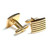 Pair of Men's Rectangular Ribbed Metal Cufflinks - Silver