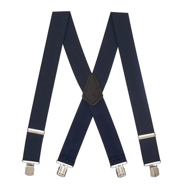 NAVY 2-Inch Wide Pin Clip Suspenders | SuspenderStore