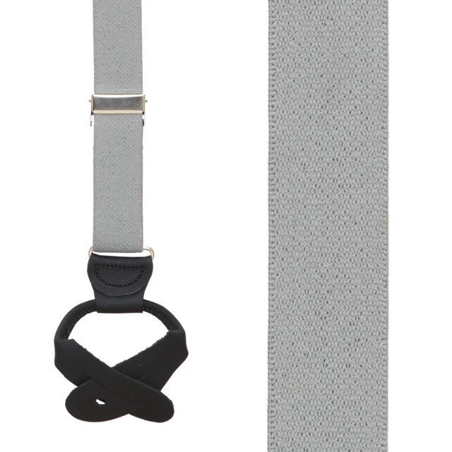Grey Suspenders - Gray Button and Clip-On Suspenders