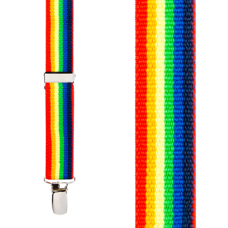 Rainbow Striped Suspenders - 1.5-inch Wide, Clip | SuspenderStore