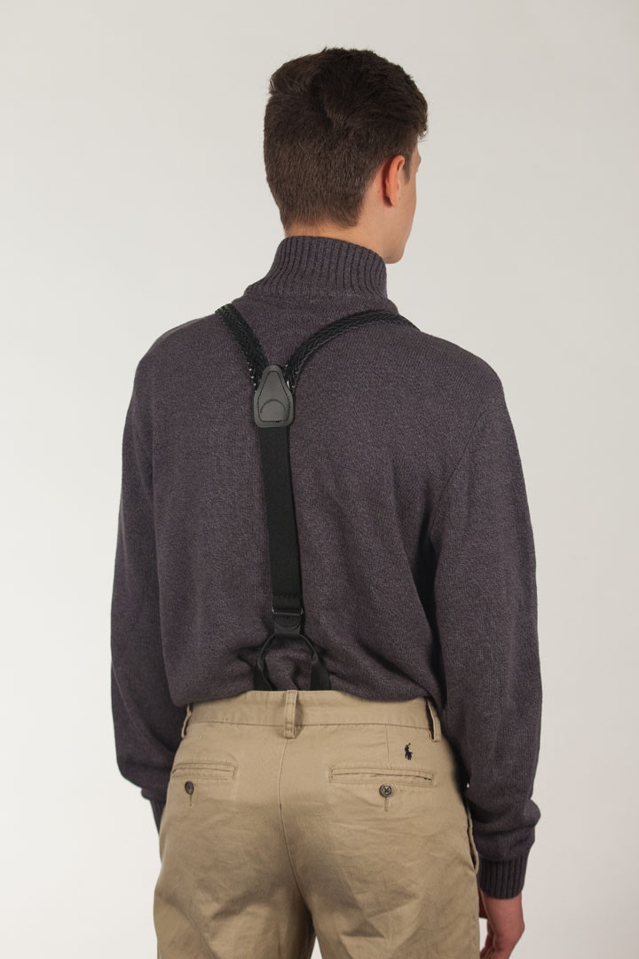 HERRINGBONE Braided Leather Suspenders Buttonon SuspenderStore