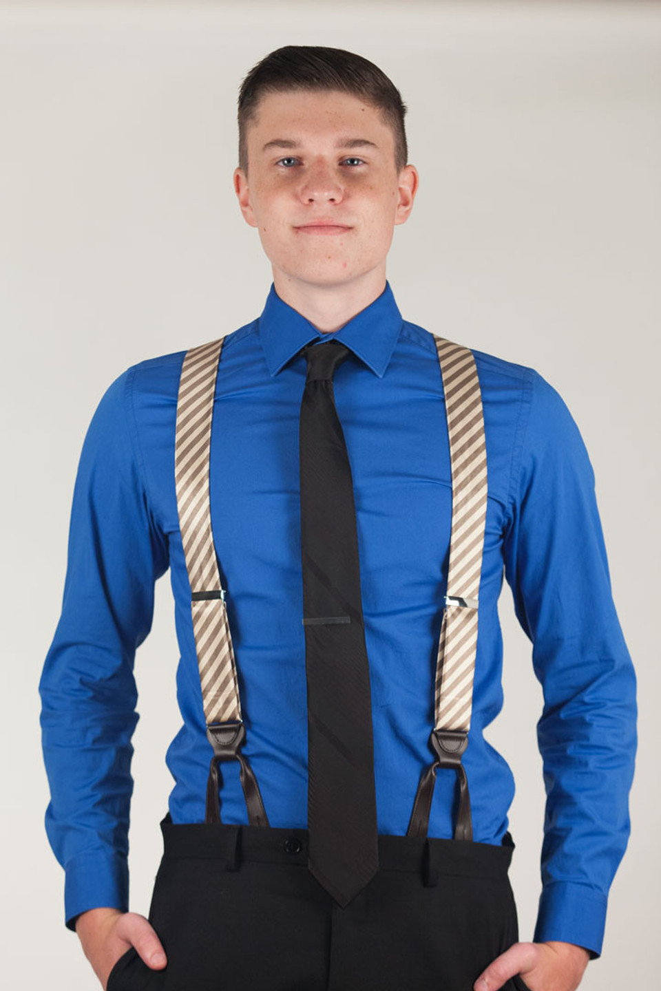 Silk Suspenders - Diagonal Stripes | SuspenderStore