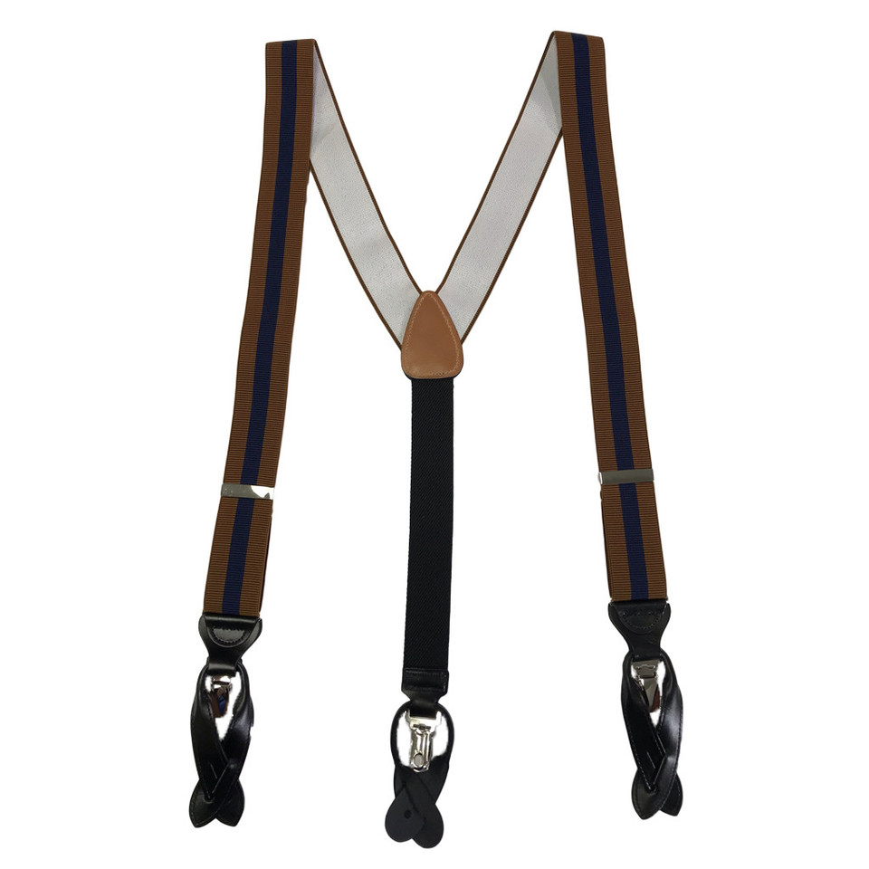 RUST/NAVY Stripe Convertible Suspenders | SuspenderStore