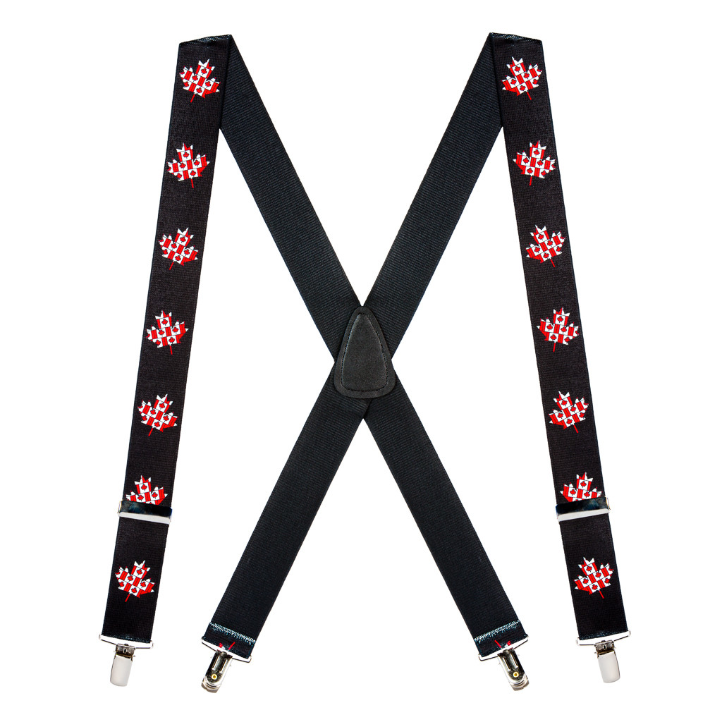 Canadien Flag Suspenders - Full View