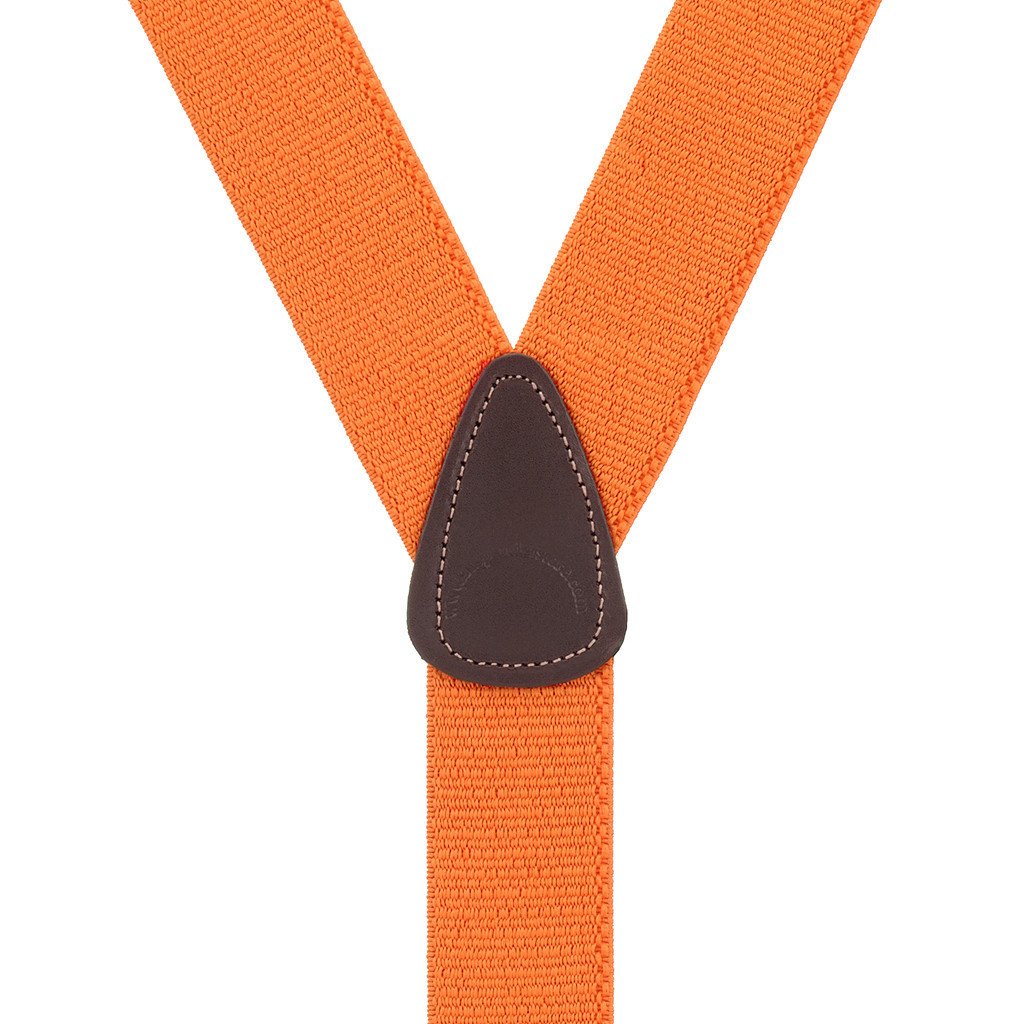 Rear View - 1.5 Inch Wide Button Suspenders - ORANGE