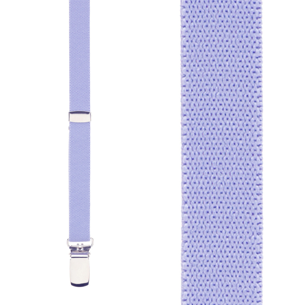 1/2 Inch Wide Skinny Suspenders in Lilac - Front View
