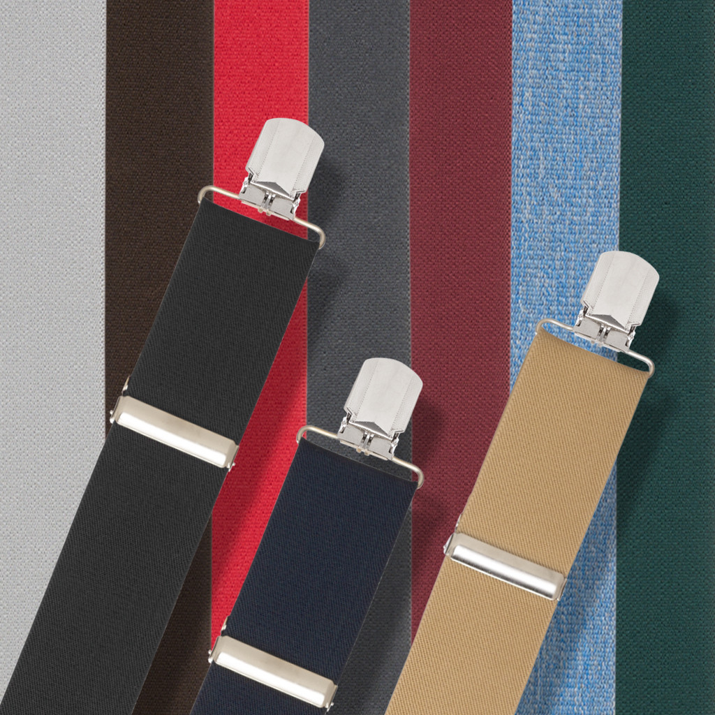 Solid Pin Clip Suspenders - All Colors