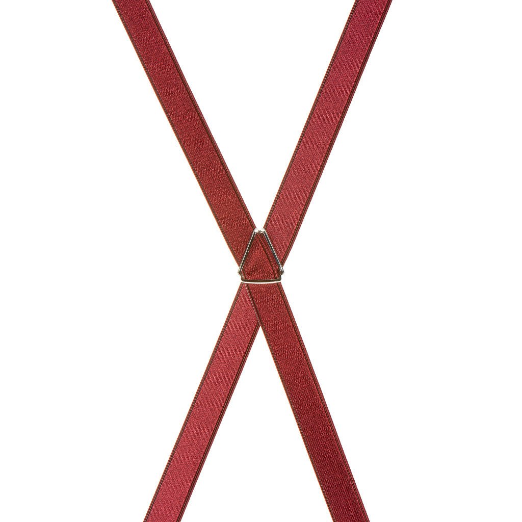 Thin Satin Suspenders in Burgundy - Rear View