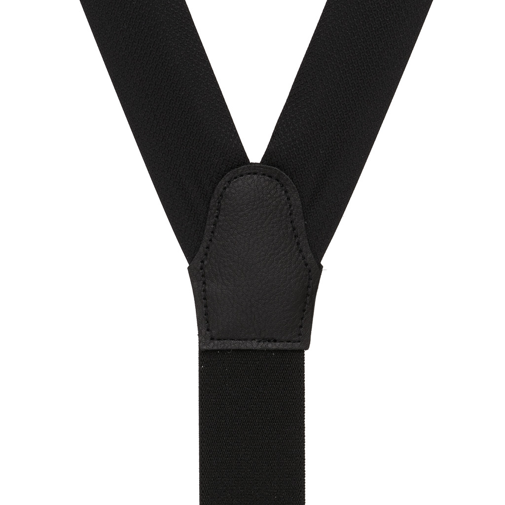 Jacquard Silk BLACK Basket Weave Suspenders - Runner End - Rear View