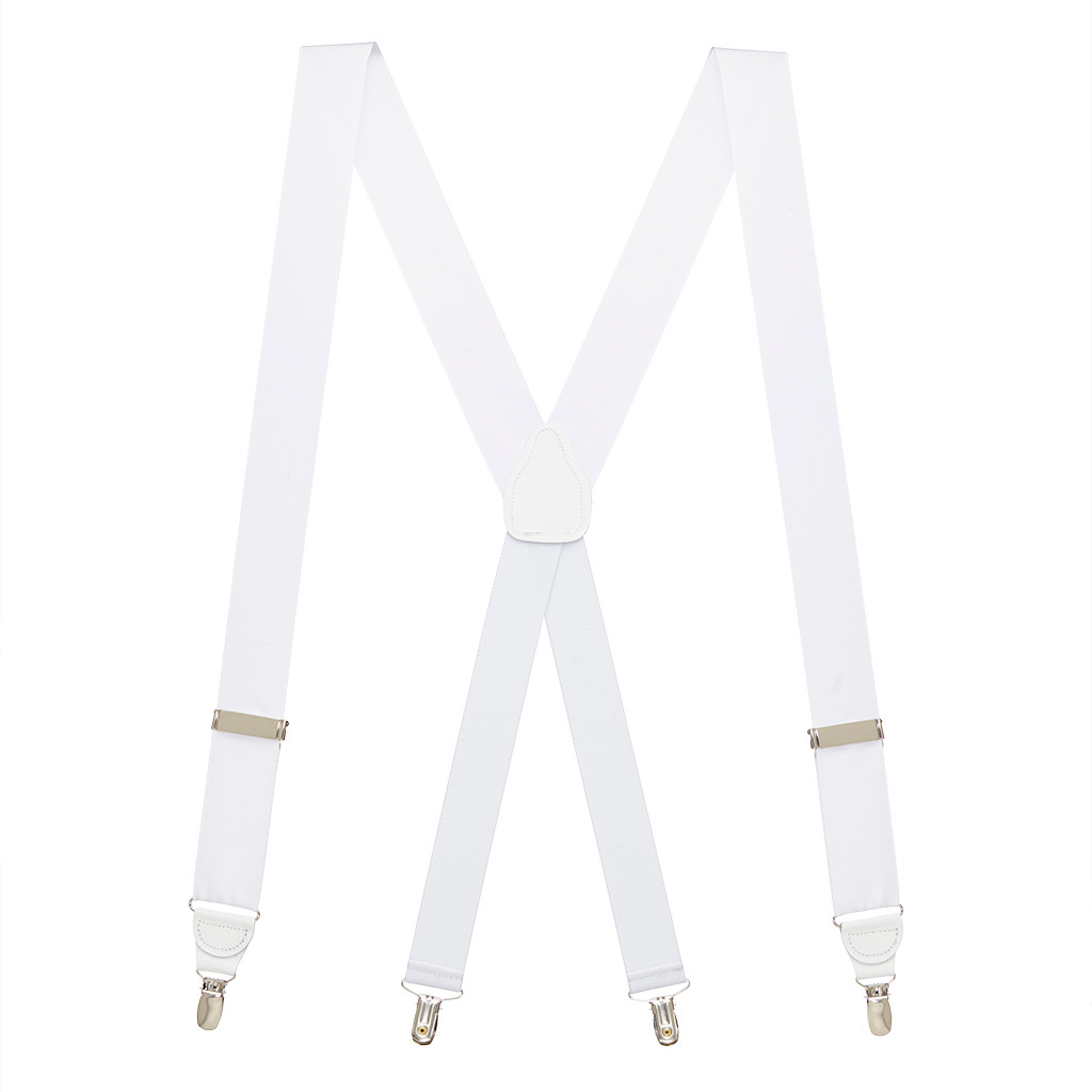Grosgrain Clip Suspenders - White Full View
