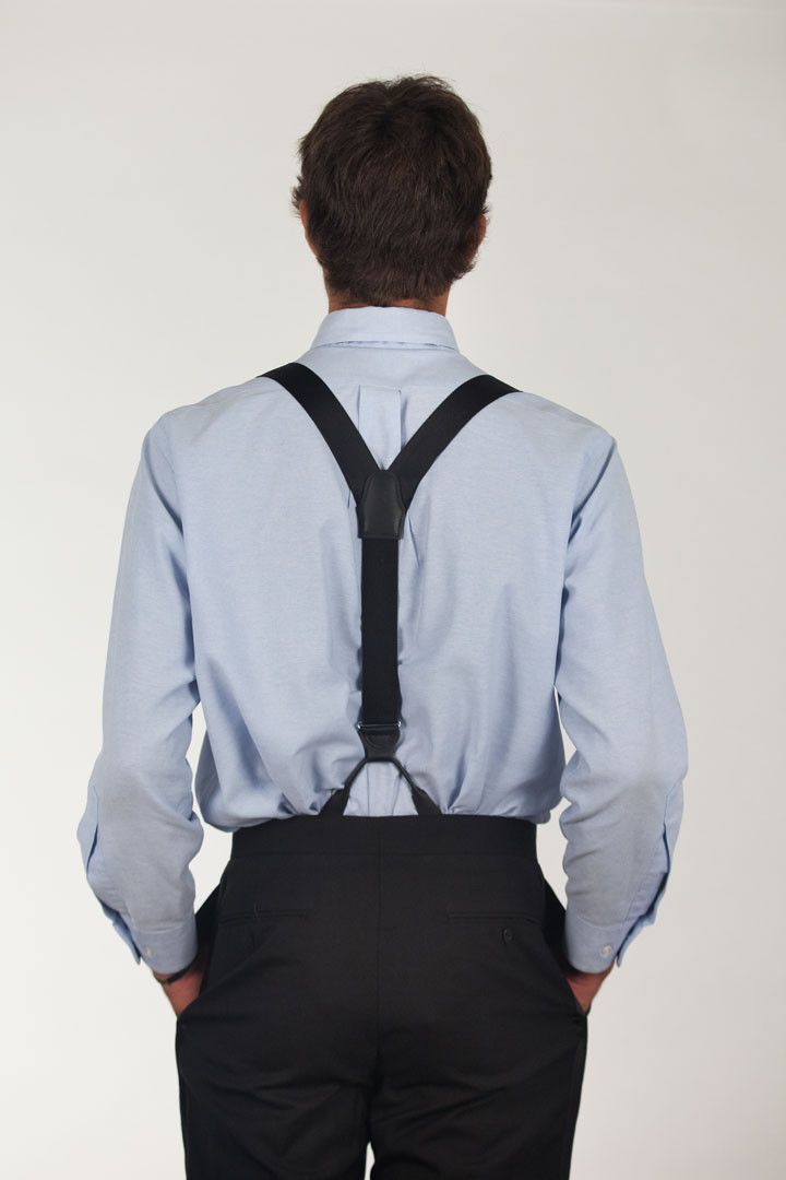 NAVY Silk Suspenders - Runner End