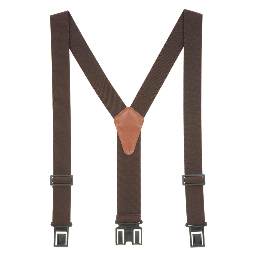 Perry Suspenders - Full View - Brown 1.5-Inch Elastic