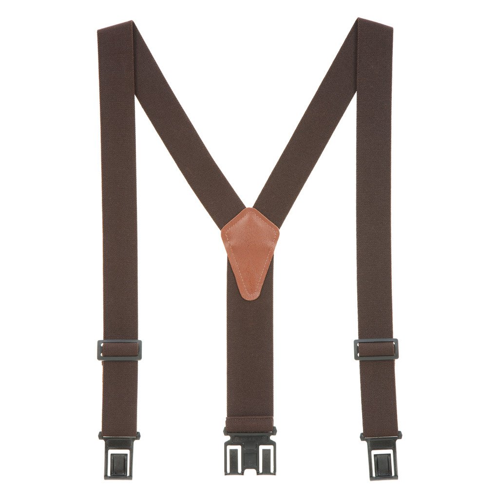 Brown Suspenders - 1.5 Inch Wide Belt Clip