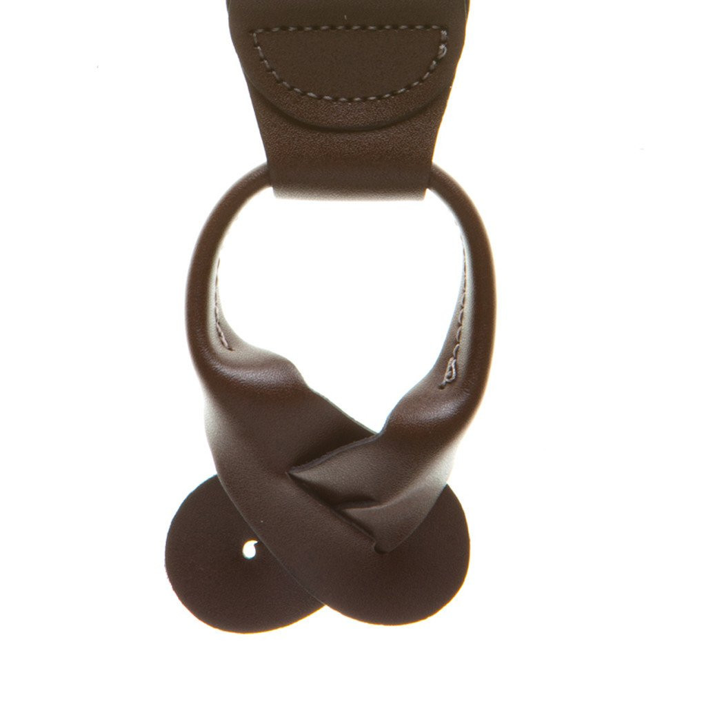 1 Inch Wide Button Suspenders - BROWN